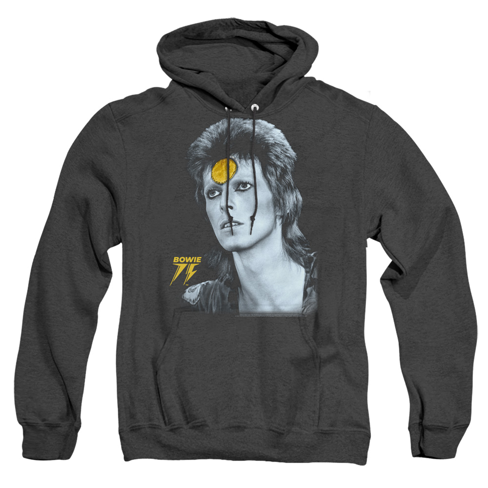 BOWIE195-AHH-5 David Bowie Golden Bowie Adult Heather Hoodie, Black - 2X