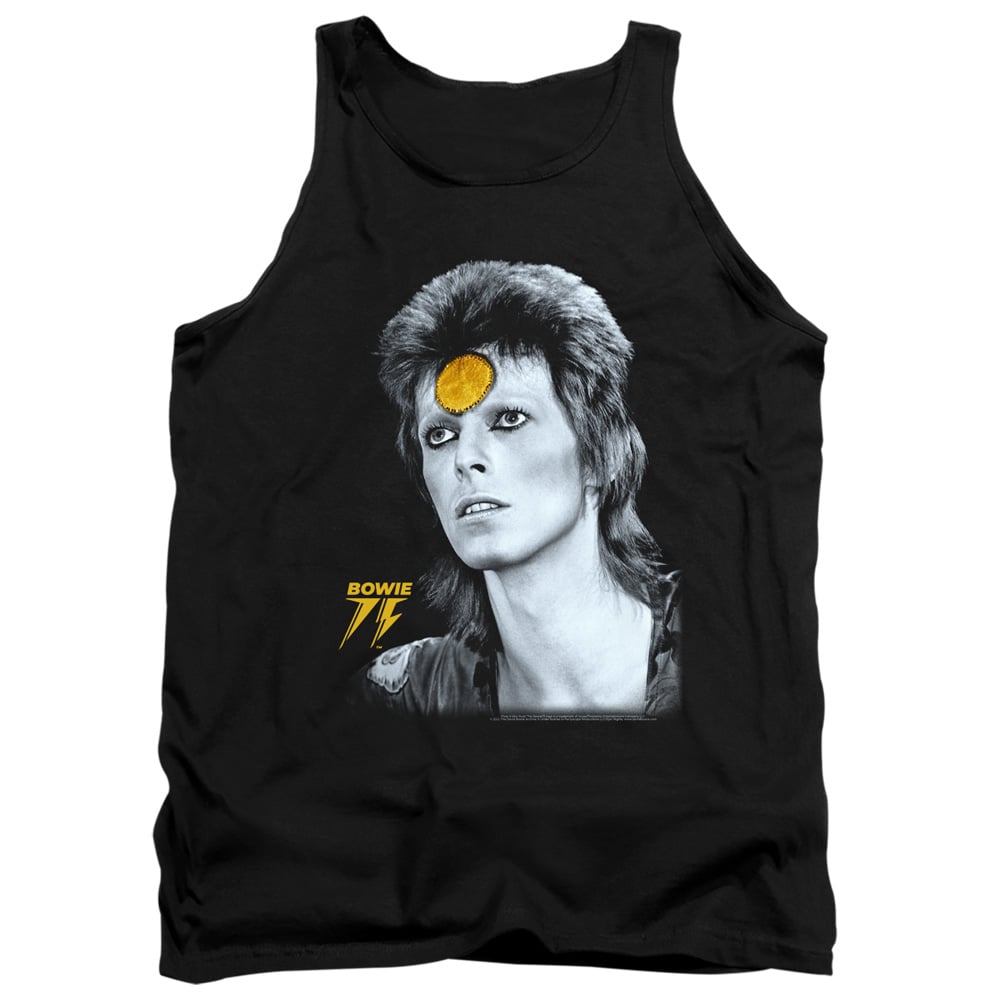BOWIE195-TK-3 David Bowie Golden Bowie Adult Tank Top, Black - Large