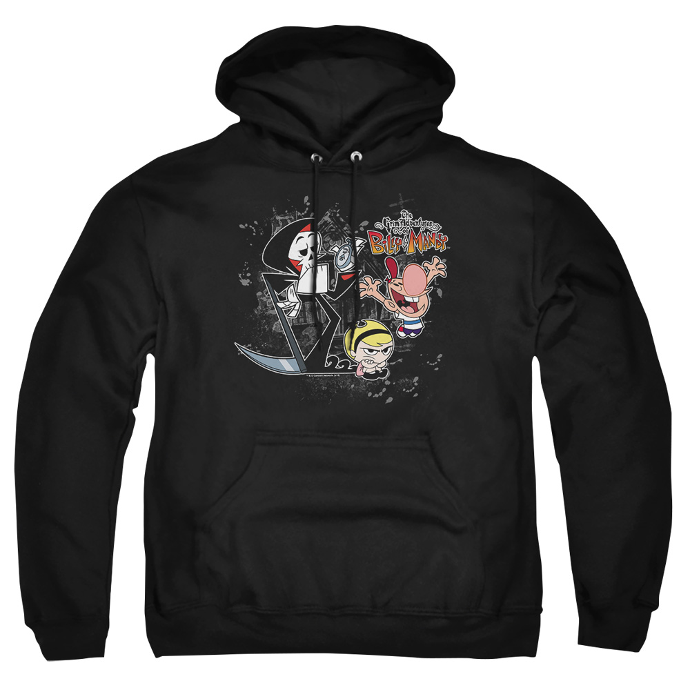 CN226-AFTH-7 Billy & Mandy Splatter Cast Adult Pullover Hoodie, Black - 4X