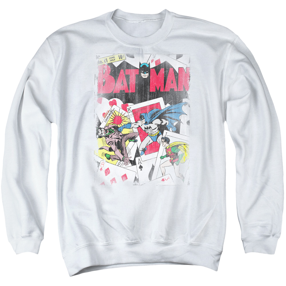 DCO135-AS-2 DC Number 11 Distressed Adult Crewneck Sweatshirt, White - Medium