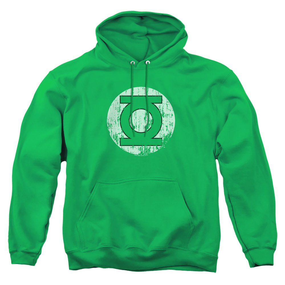 DCO384-AFTH-1 DC Distressed Lantern Logo Adult Pullover Hoodie, Kelly Green - Small