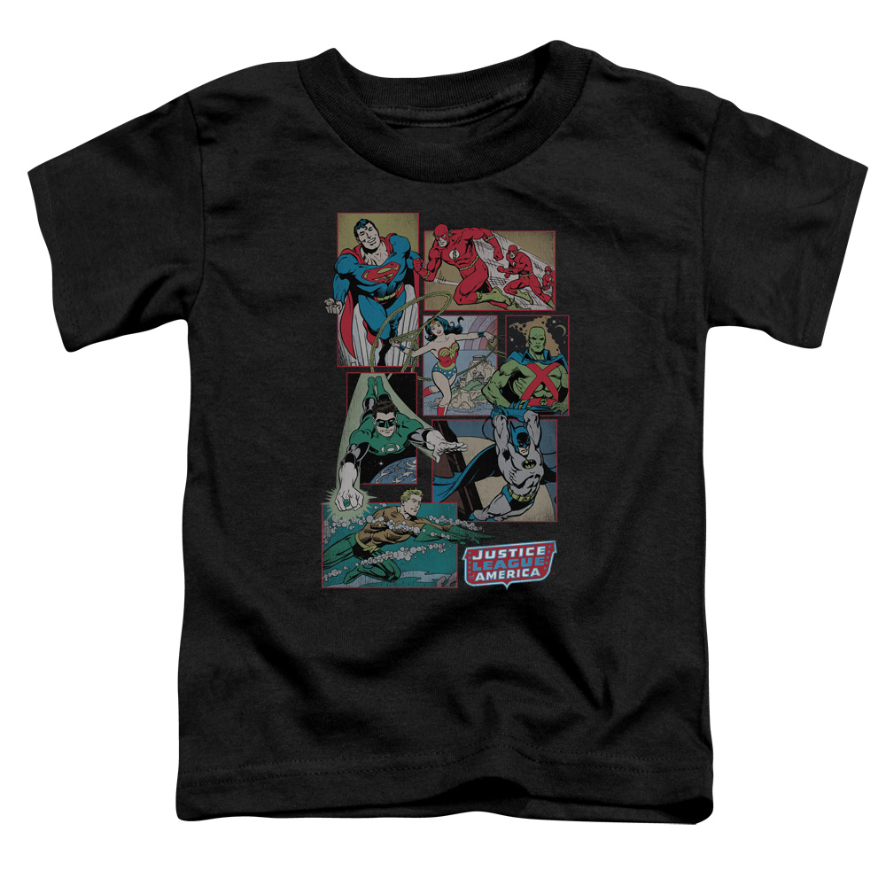 DCO236-TT-2 DC Justice League Boxes Toddler Short Sleeve T-Shirt, Black - Medium 3T