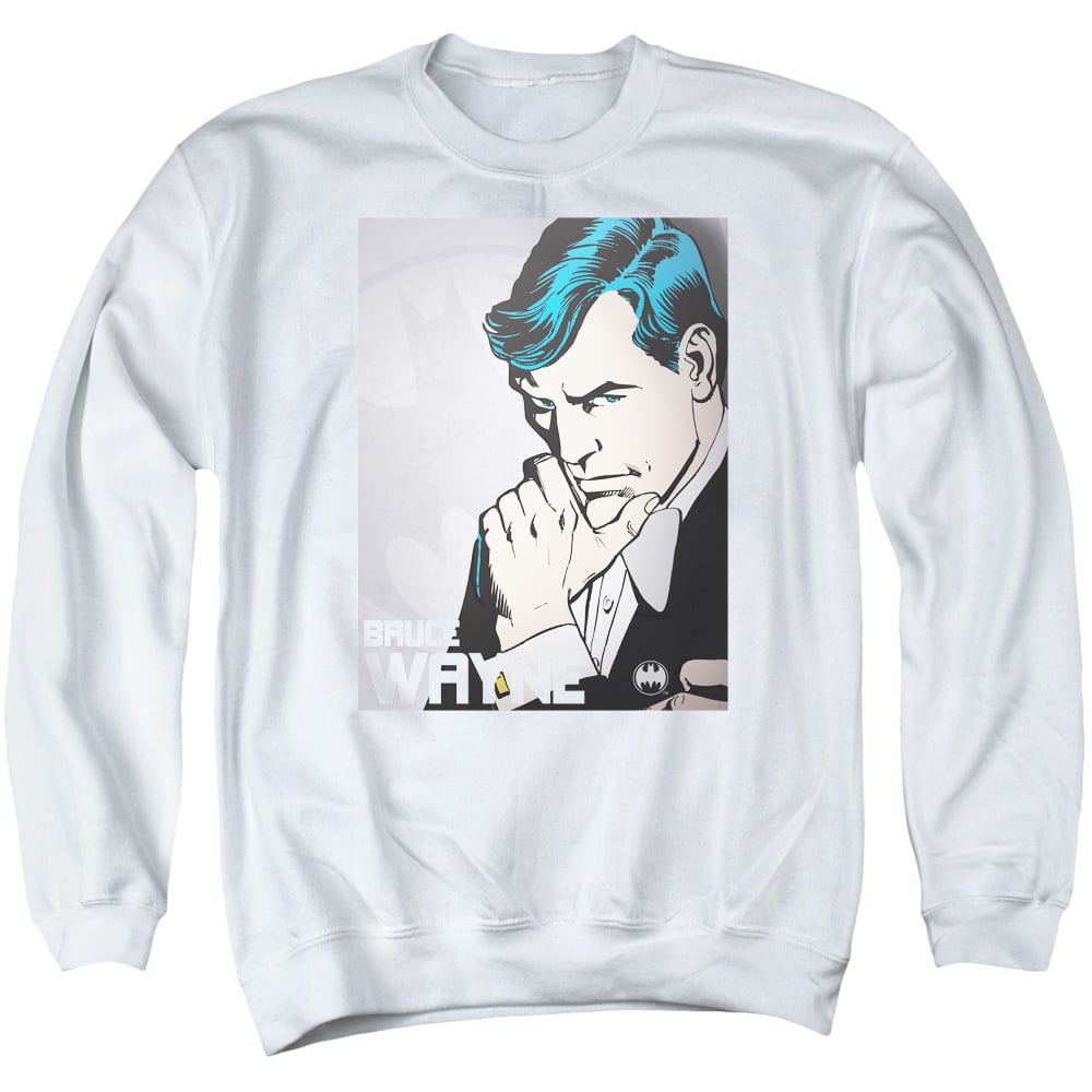 DCO557AS3 DC Bruce Wayne Adult Crewneck Sweatshirt44 White  Large