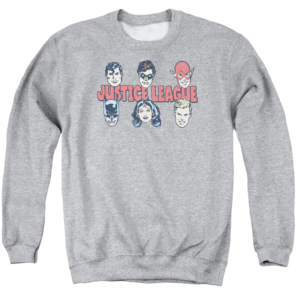 DCO819B-AS-2 DC Justice Lineup Adult Crewneck Sweatshirt, Athletic Heather - Medium