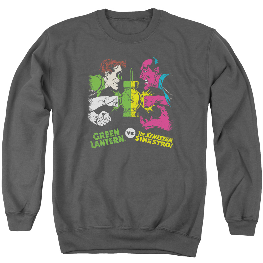 DCO761-AS-6 DC GL vs Sinestro Adult Crewneck Sweatshirt, Charcoal - 3X