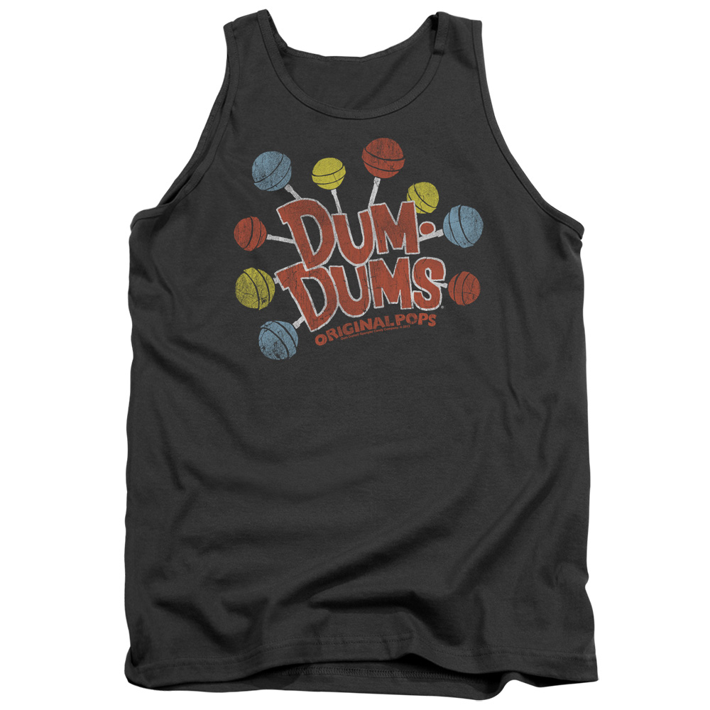 DUM111TK1 Dum Dums Original Pops Adult Tank Top Charcoal  Small