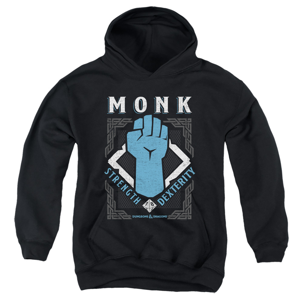 HBRO661-YFTH-2 Dungeons & Dragons Monk Youth Hooded Sweatshirt, Black - Medium