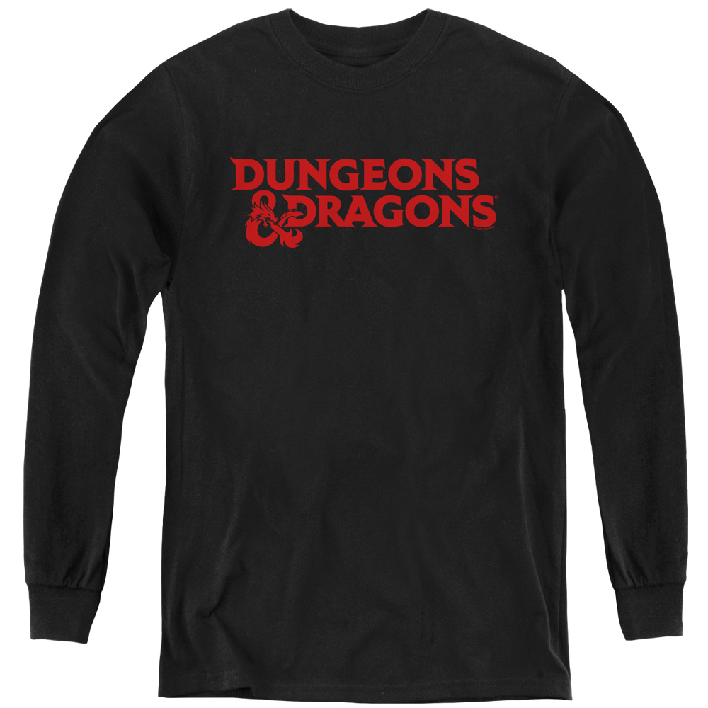 HBRO617-YL-2 Dungeons & Dragons Type Logo Long Sleeve Youth T-Shirt, Black - Medium