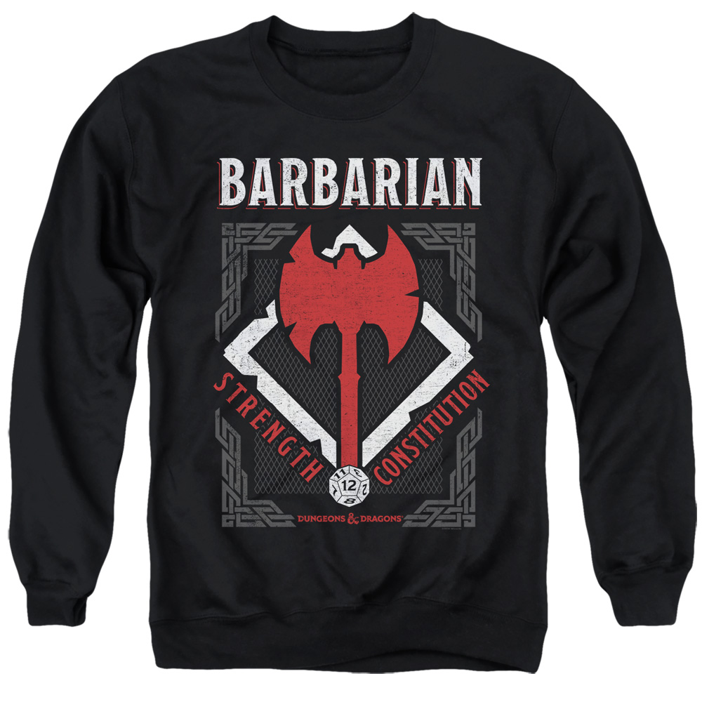 HBRO656-AS-2 Dungeons & Dragons Barbarian Adult Crewneck Sweatshirt, Black - Medium