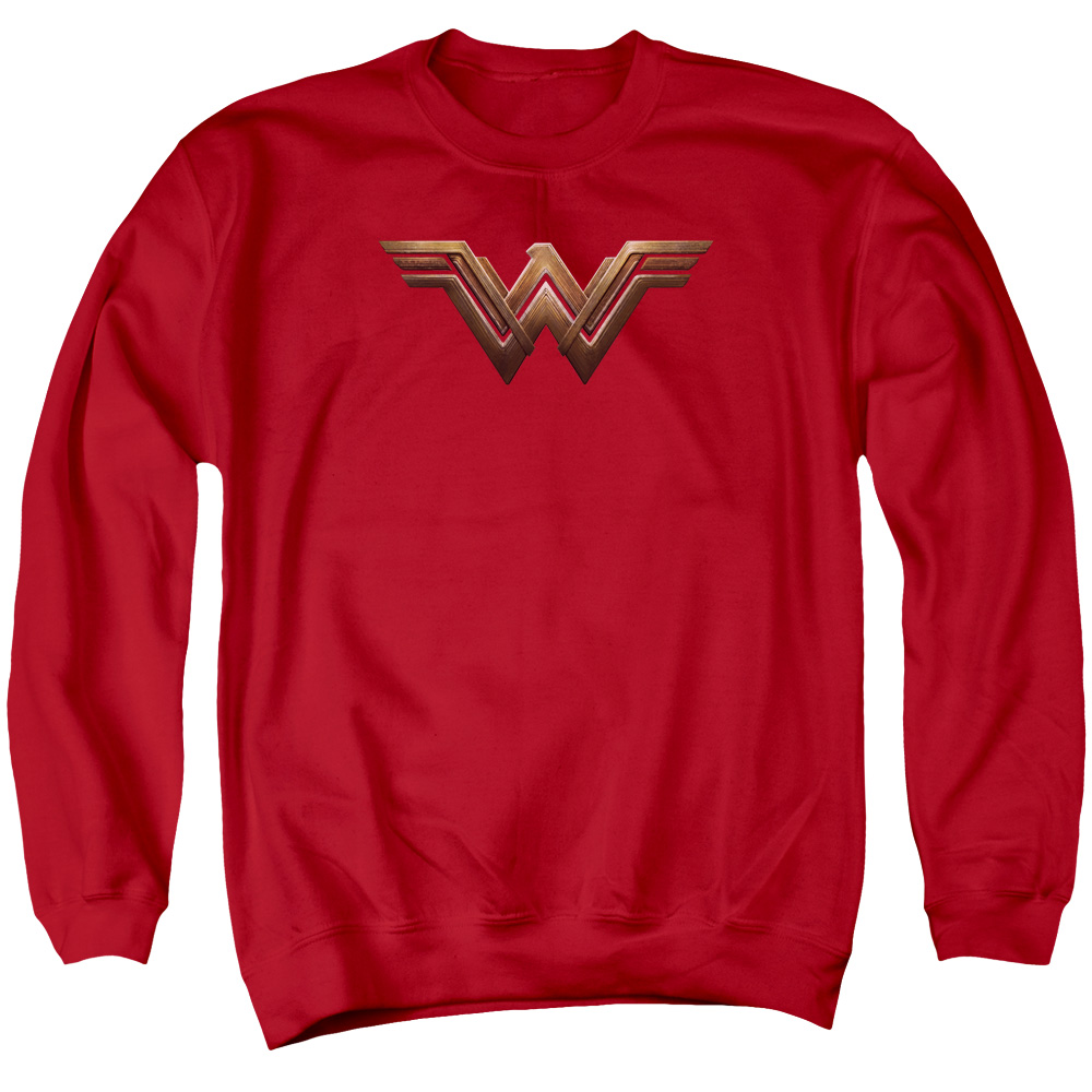 BVS105-AS-1 Batman vs Superman WW Shield Adult Crewneck Sweatshirt, Red - Small