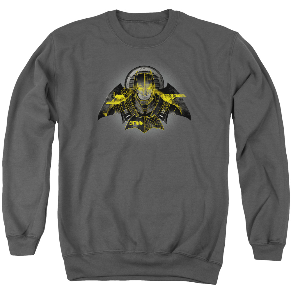 BVS200-AS-4 Batman vs Superman Batman Tech Adult Crewneck Sweatshirt, Charcoal - Extra Large