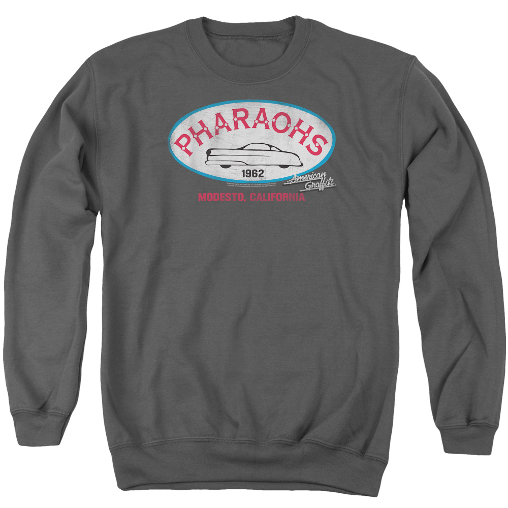 UNI193-AS-2 American Graffiti Pharaohs Adult Crewneck Sweatshirt, Charcoal - Medium