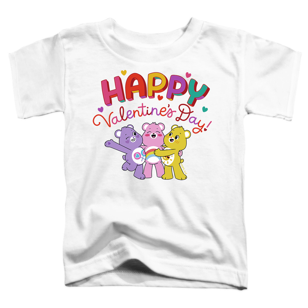 CBR10040VAL-TT-2 Care Bears Happy Valentines Day Toddler Short Sleeve T-Shirt, White - Medium 3T
