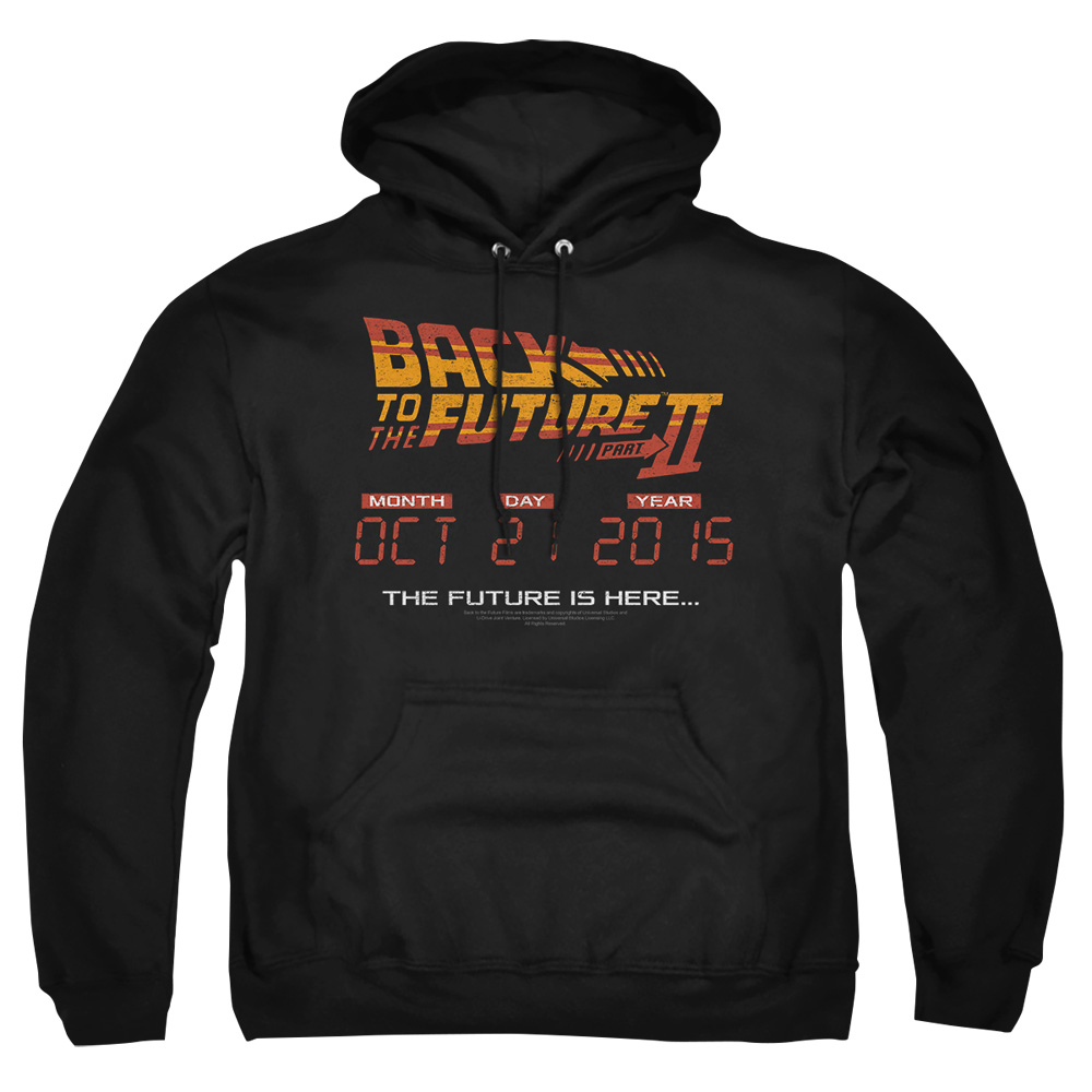 UNI1015-AFTH-6 Back to the Future II Future Is Here Adult Pullover Hoodie, Black - 3X
