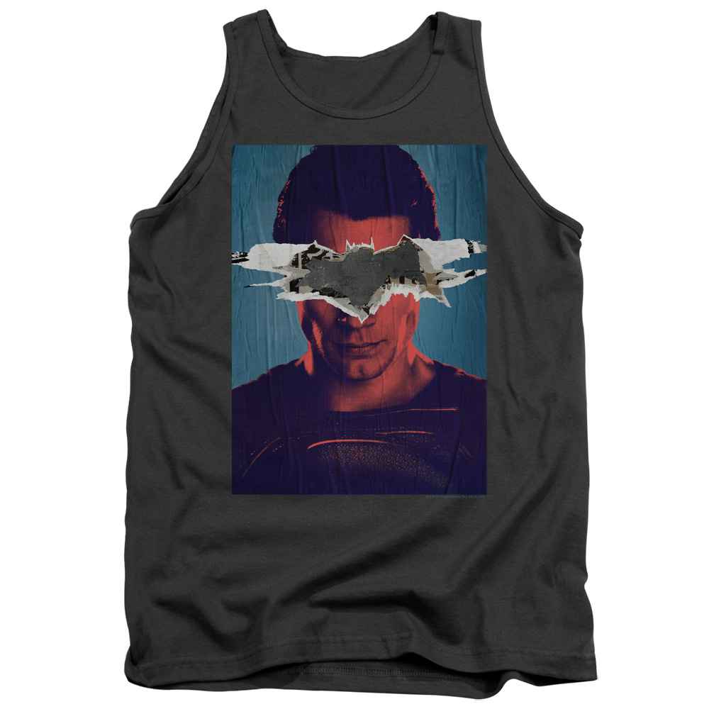 BVS140-TK-2 Batman vs Superman Poster Adult Tank Top, Charcoal - Medium
