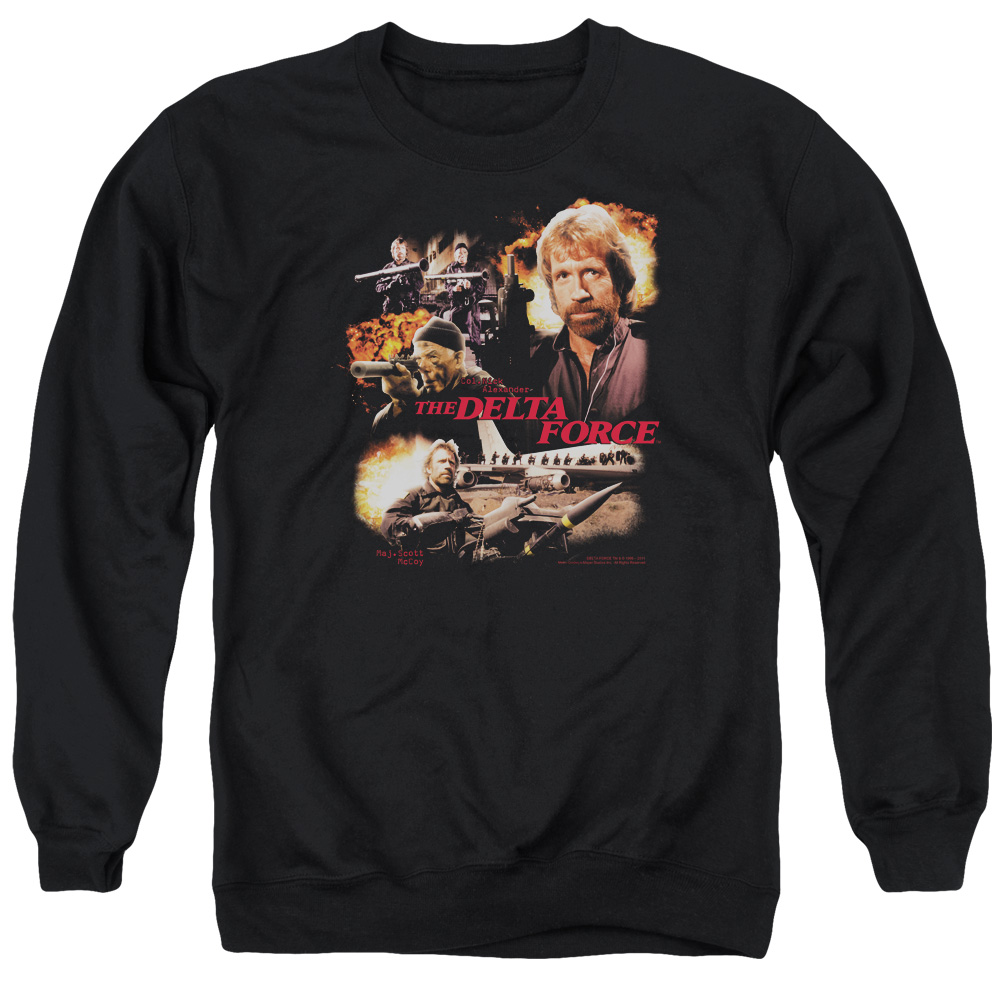 MGM141-AS-4 Delta Force Action Pack Adult Crewneck Sweatshirt, Black - Extra Large