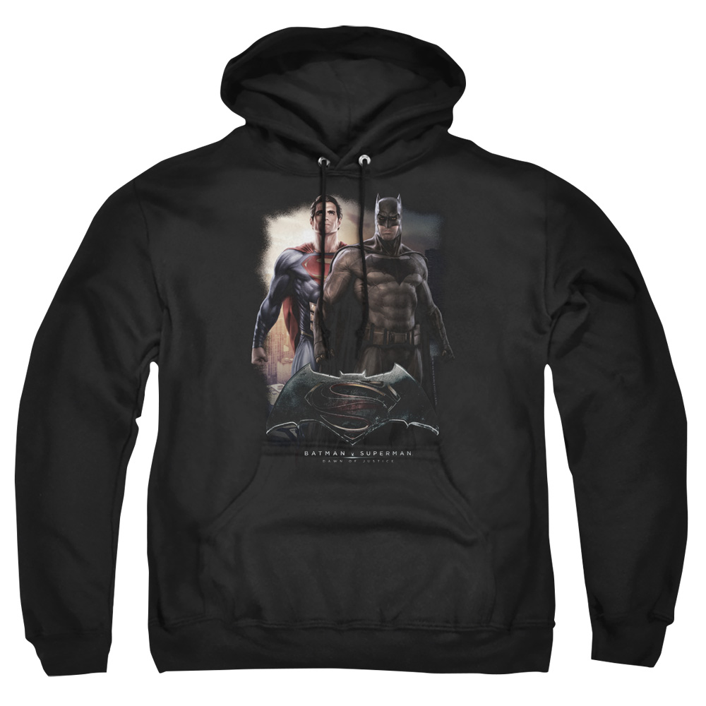 BVS136-AFTH-3 Batman vs Superman Dawn Adult Pullover Hoodie, Black - Large