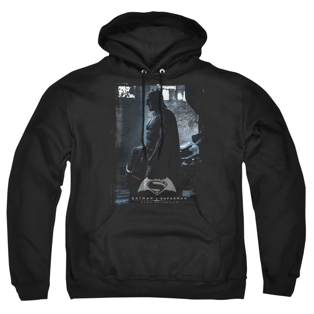 BVS179-AFTH-3 Batman vs Superman Bat Poster Adult Pullover Hoodie, Black - Large