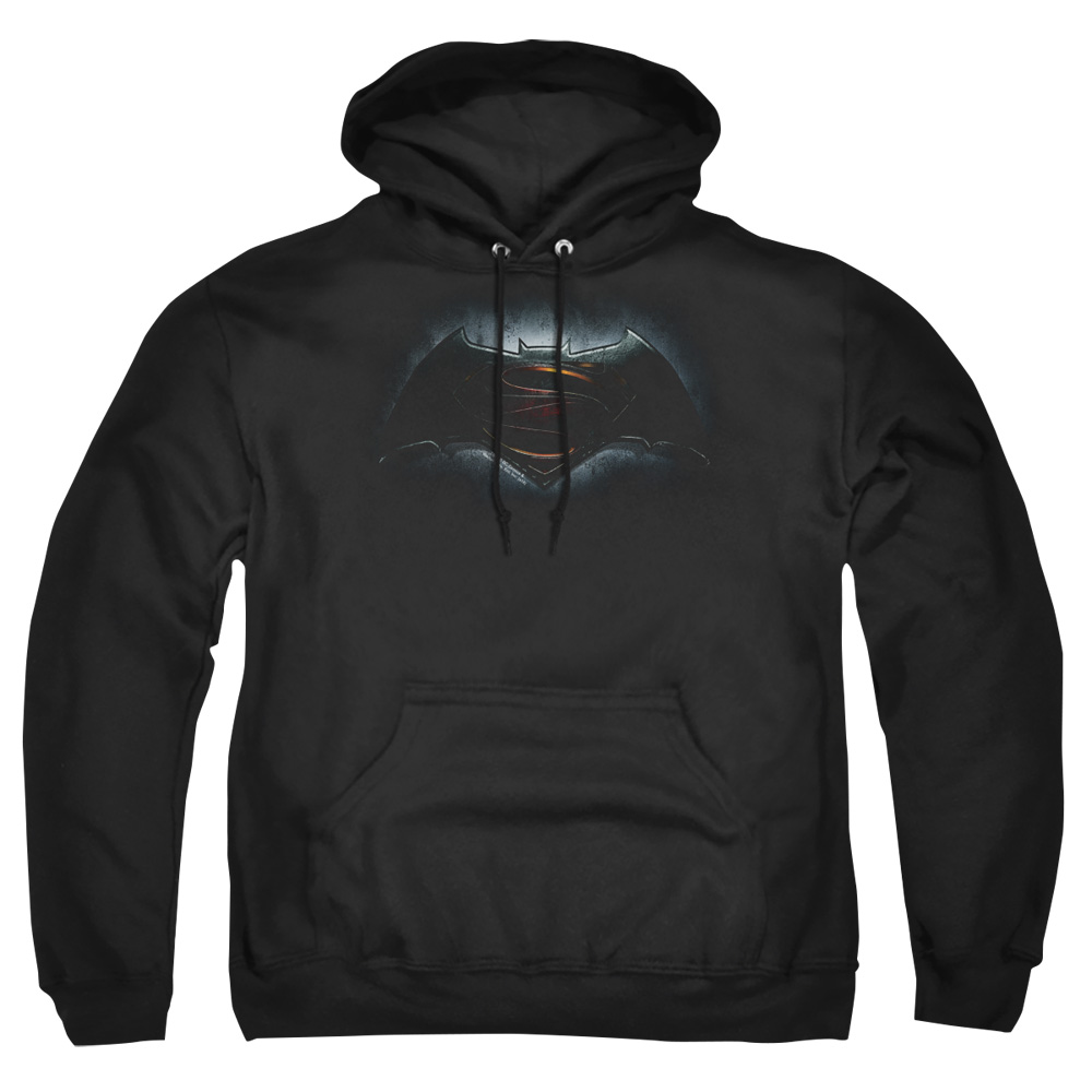 BVS106-AFTH-6 Batman vs Superman Logo Adult Pullover Hoodie, Black - 3X