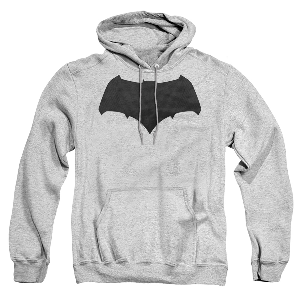 BVS109D-AFTH-4 Batman vs Superman Batman Logo Adult Pullover Hoodie, Athletic Heather - Extra Large