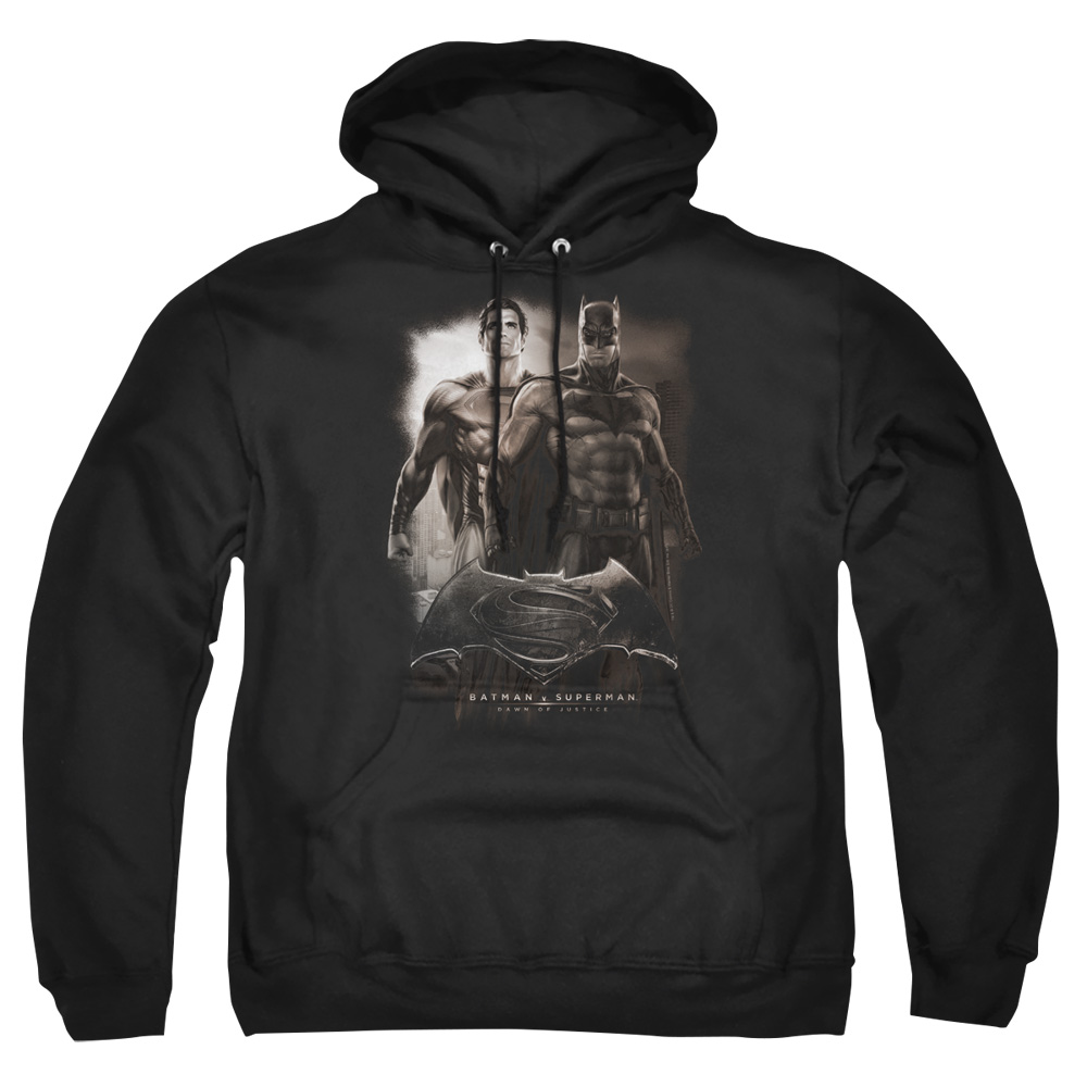 BVS136B-AFTH-6 Batman vs Superman Dawn Adult Pullover Hoodie, Black - 3X