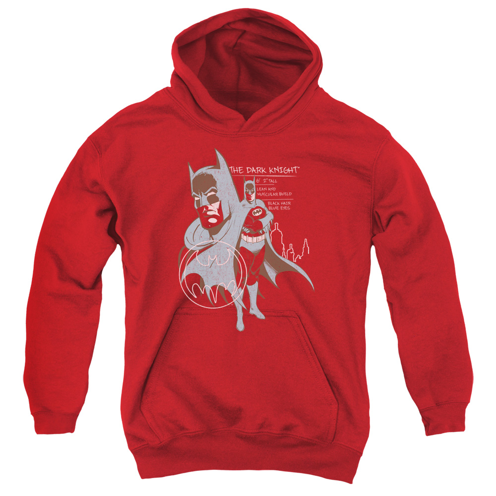 BM2882-YFTH-2 Batman Lean & Muscular Youth Hooded Sweatshirt, Red - Medium
