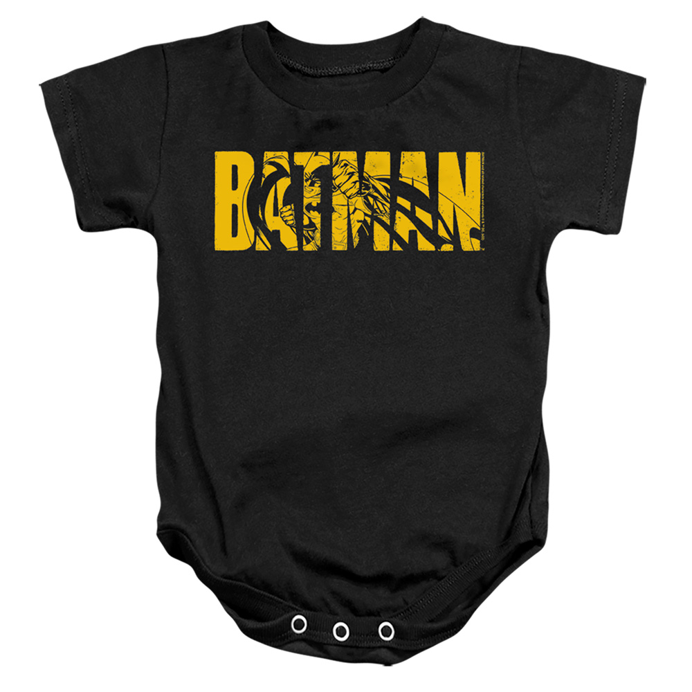 BM3443-SS-4 Batman Text On Black Infant Snapsuit, Black - Extra Large - 24 Month