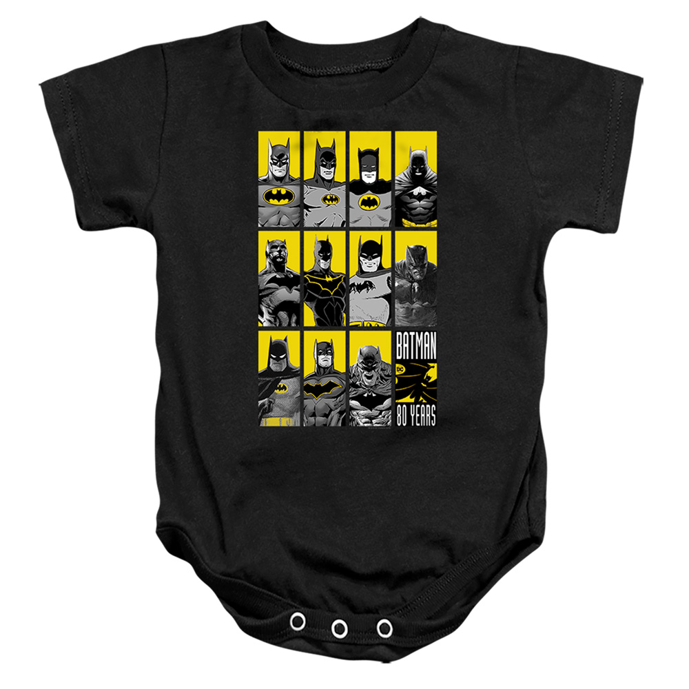 BM3077-SS-2 Batman 80 Years Batmen Infant Snapsuit, Black - Medium - 12 Month