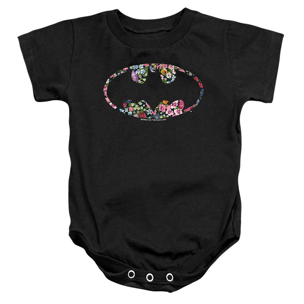 BM3139-SS-2 Batman Floral Logo Infant Snapsuit, Black - Medium - 12 Month