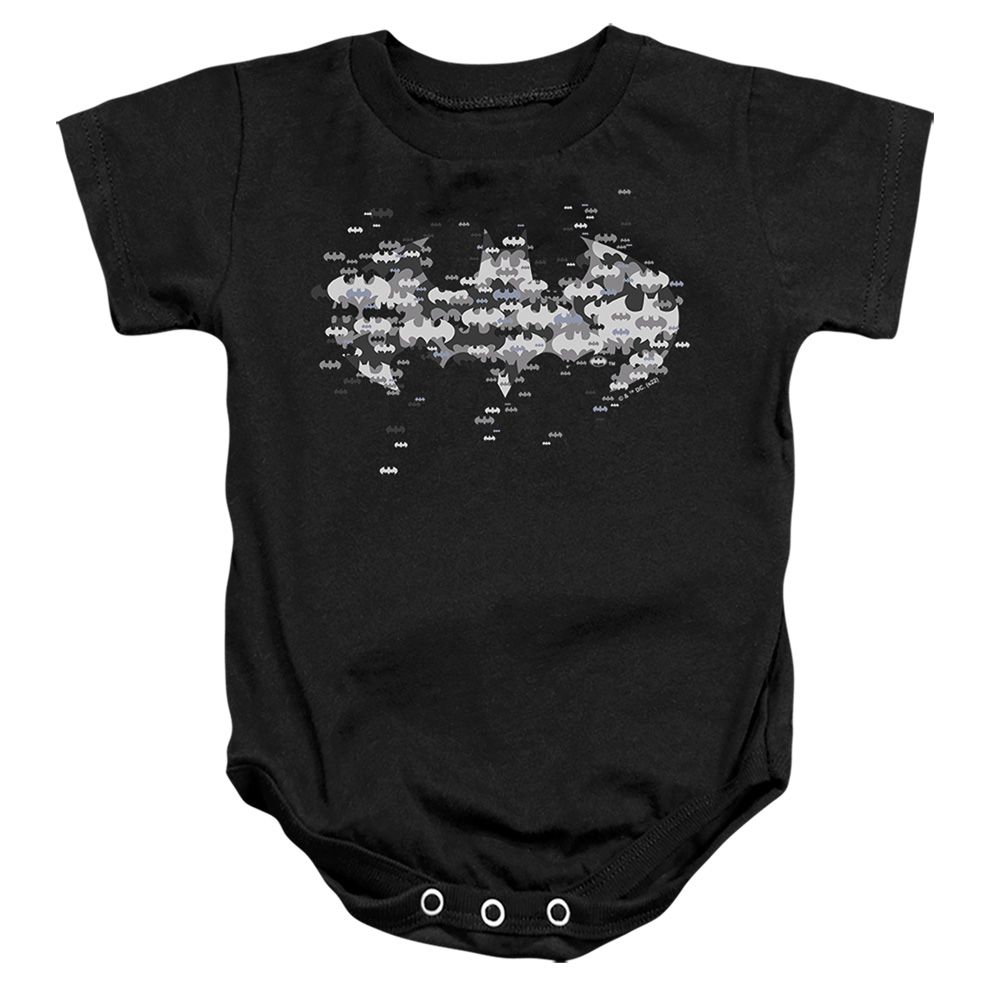 BM3565-SS-1 Batman Multi Bat Logo Infant Snapsuit, Black - Small - 6 Month