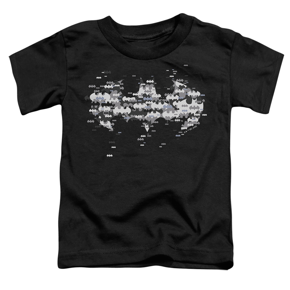 BM3565-TT-2 Batman Multi Bat Logo Toddler Short Sleeve T-Shirt, Black - Medium 3T