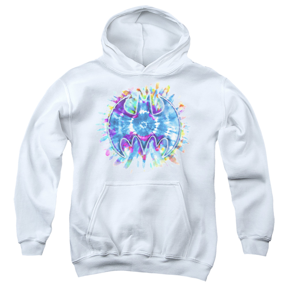 BM3159-YFTH-2 Batman Bat Dye Youth Hooded Sweatshirt, White - Medium