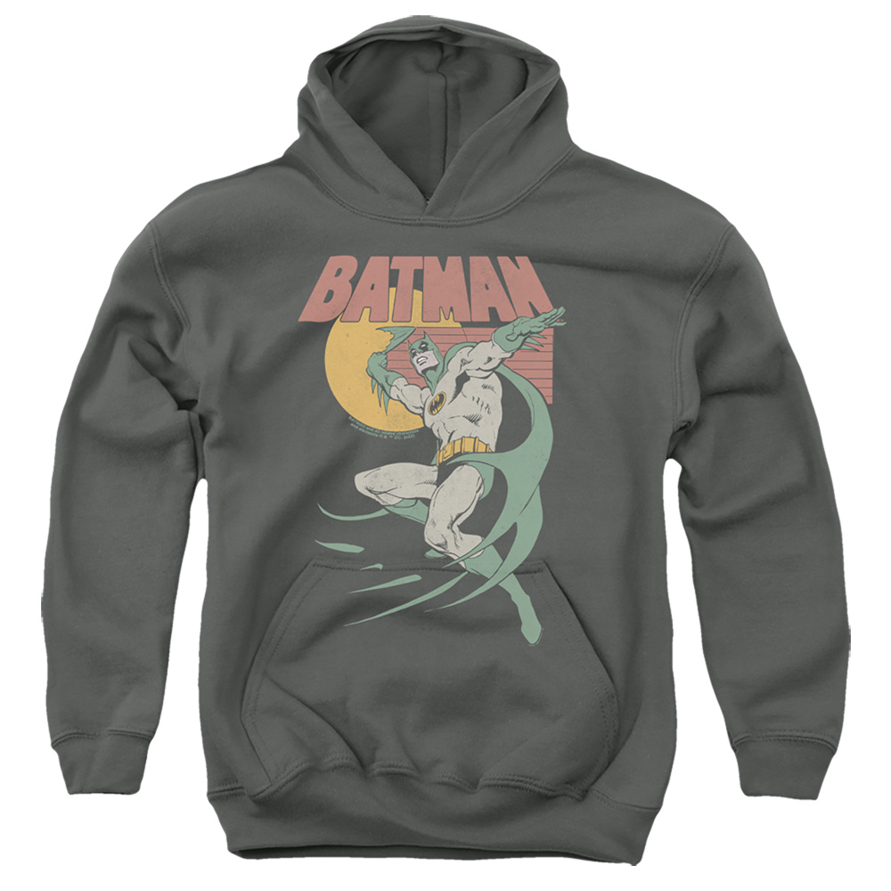 BM3408-YFTH-2 Batman 70s Batman Youth Hooded Sweatshirt, Charcoal - Medium