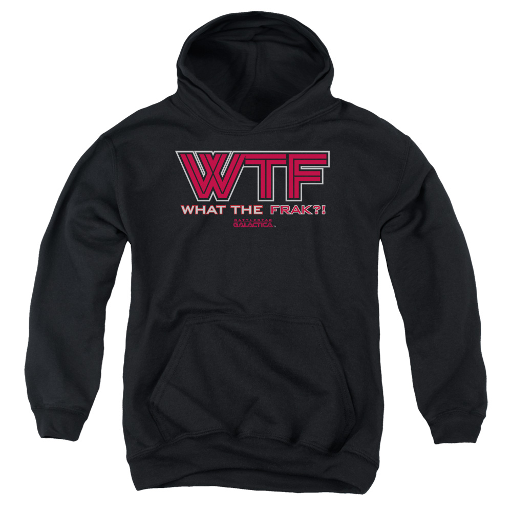 BSG136-YFTH-2 BSG WTF Youth Hooded Sweatshirt, Black - Medium