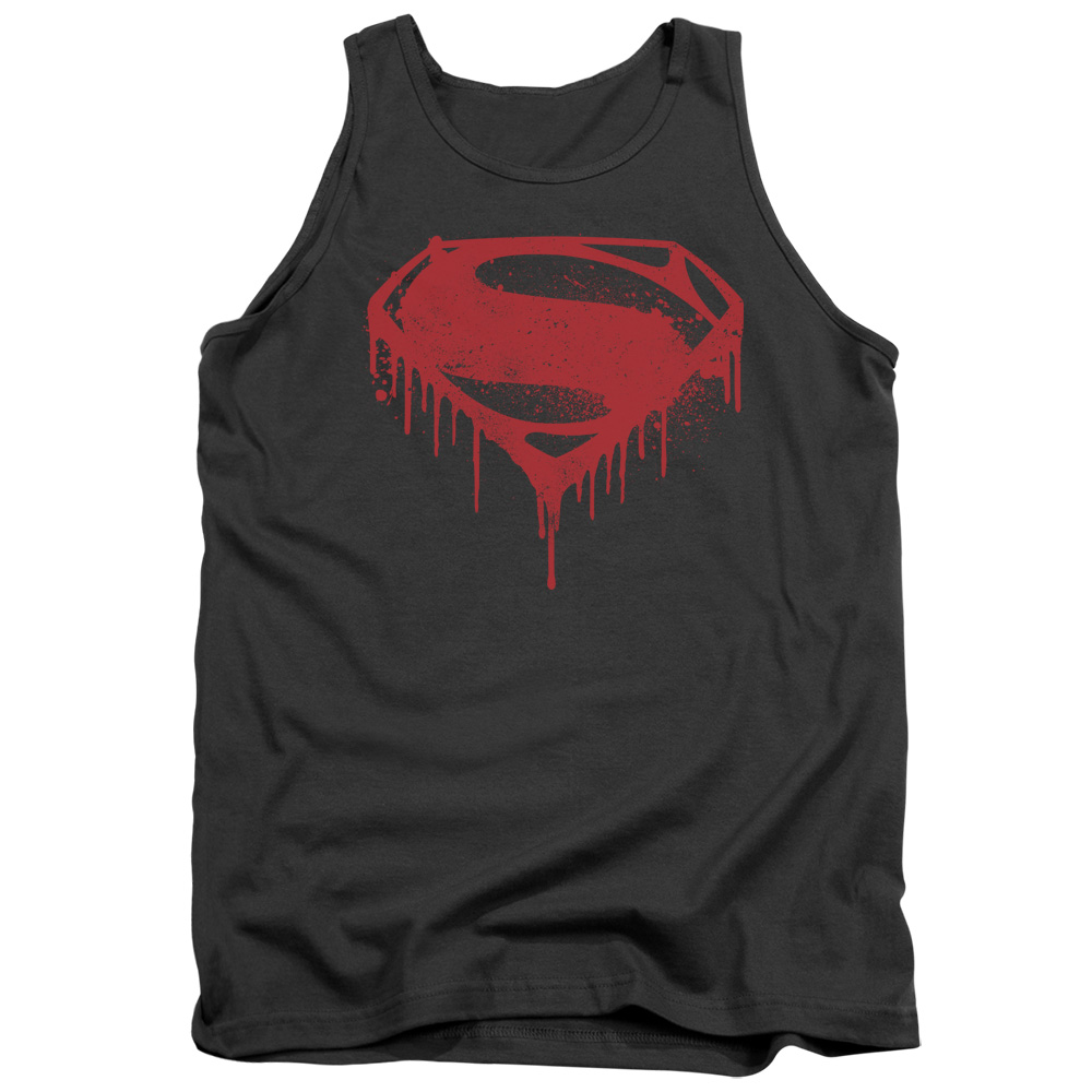 BVS120-TK-1 Batman vs Superman Splattered Adult Tank Top, Charcoal - Small