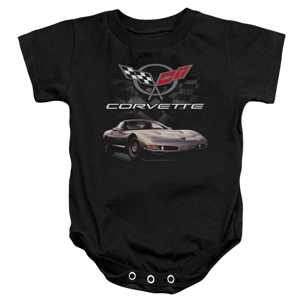 CHV166-SS-2 Chevrolet Checkered Past Infant Snapsuit, Black - Medium - 12 Month
