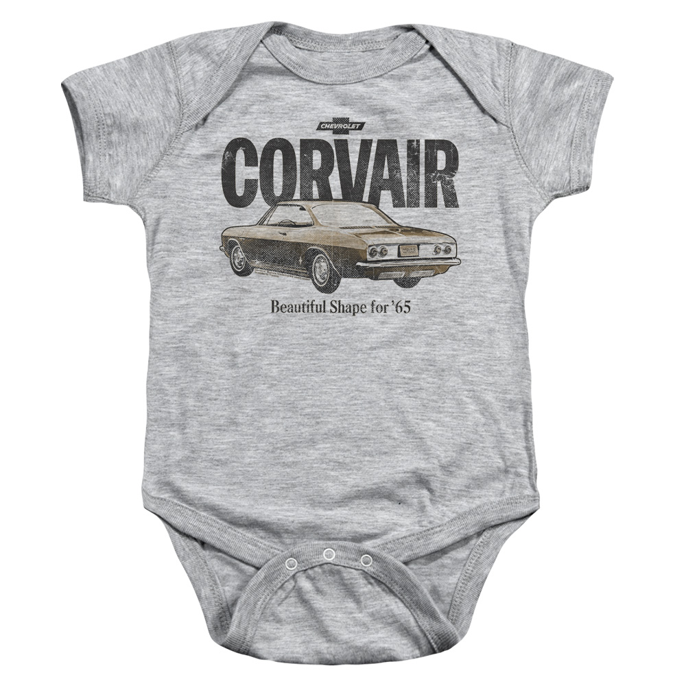 CHV179-SS-2 Chevrolet Retro Corvair Infant Snapsuit, Athletic Heather - Medium - 12 Month