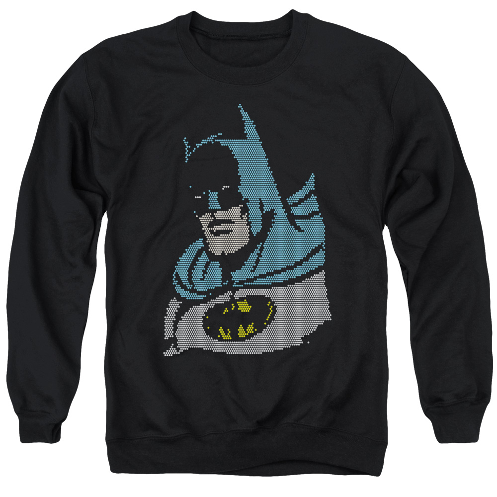 DCO725-AS-2 DC Lite Brite Batman Adult Crewneck Sweatshirt, Black - Medium