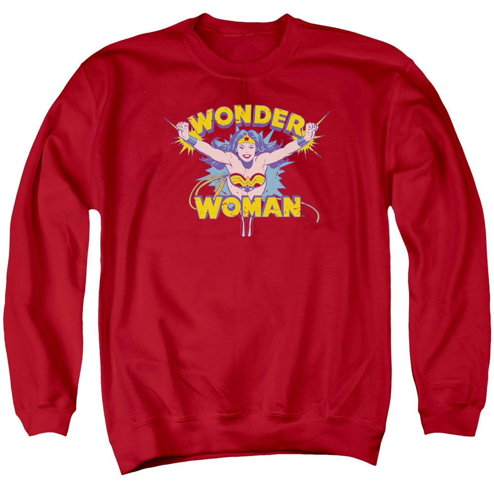 DCO764-AS-1 DC Flying Through Adult Crewneck Sweatshirt, Red - Small