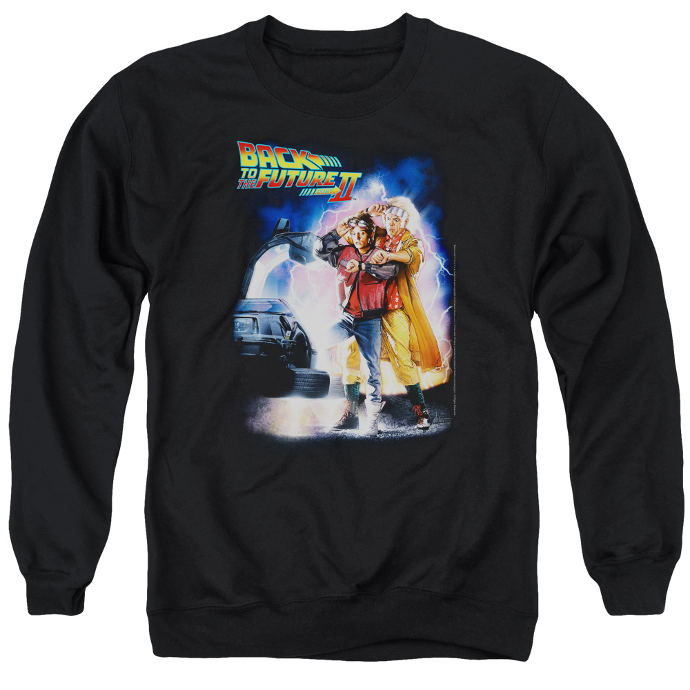 UNI308-AS-6 Back to the Future II Poster Adult Crewneck Sweatshirt, Black - 3X