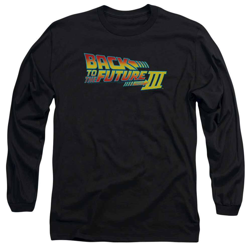 UNI342-AL-6 Back to the Future III Logo Adult Long Sleeve T-Shirt, Black - 3X