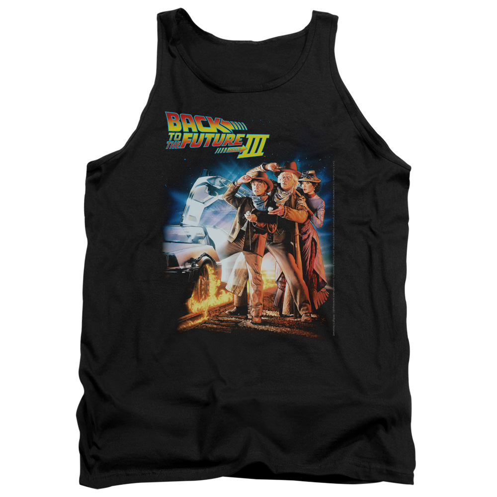 UNI310-TK-5 Back to the Future III Poster Adult Tank Top, Black - 2X