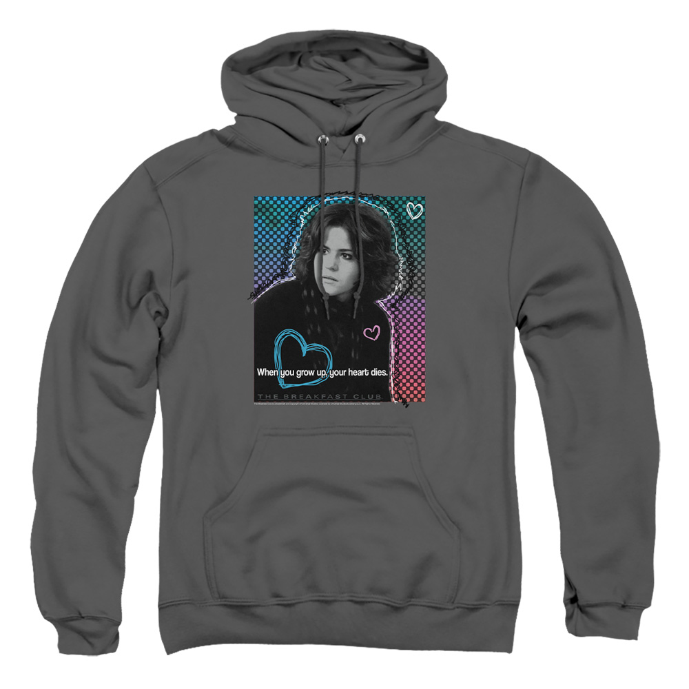 UNI370-AFTH-2 Breakfast Club Heart Dies Adult Pullover Hoodie, Charcoal - Medium