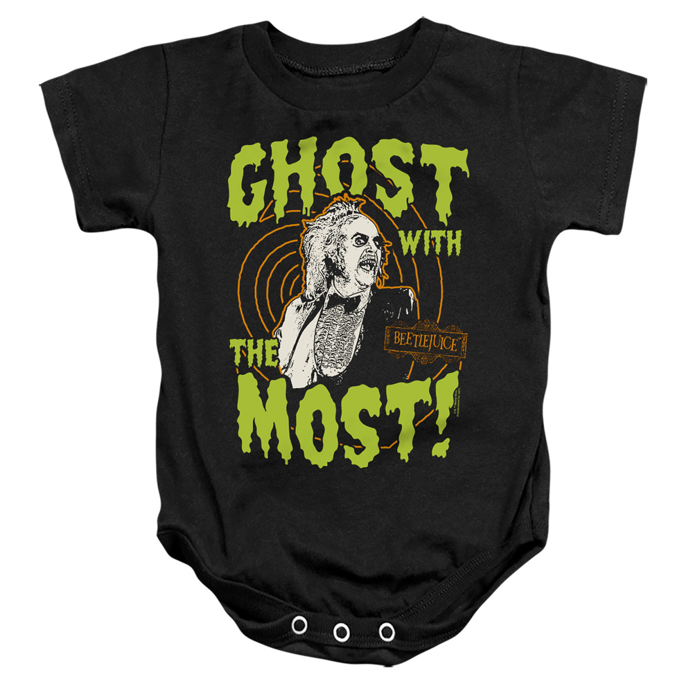 WBM1435-SS-3 Beetlejuice Ghost Infant Snapsuit, Black - Large - 18 Month