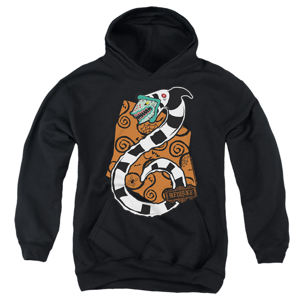 WBM1436-YFTH-2 Beetlejuice Worm Youth Hooded Sweatshirt, Black - Medium