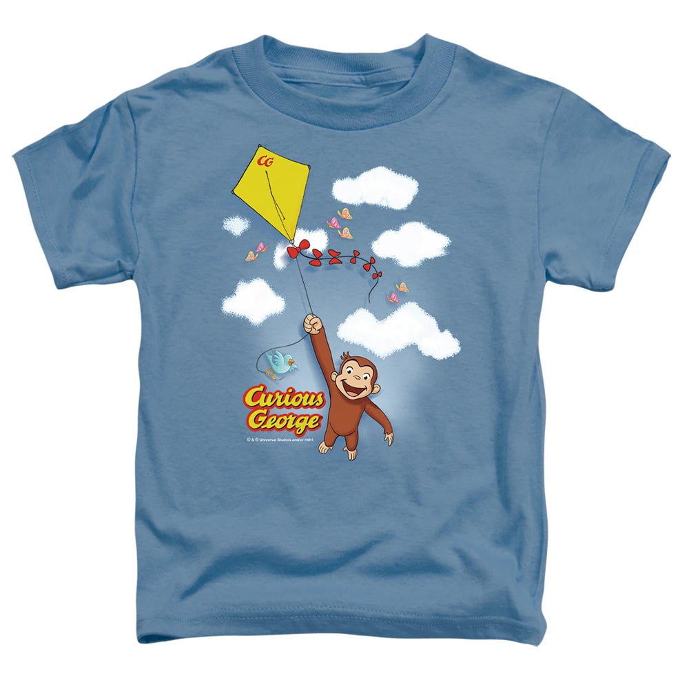 UNI666-TT-3 Curious George Flight Toddler Short Sleeve T-Shirt, Carolina Blue - Large 4T