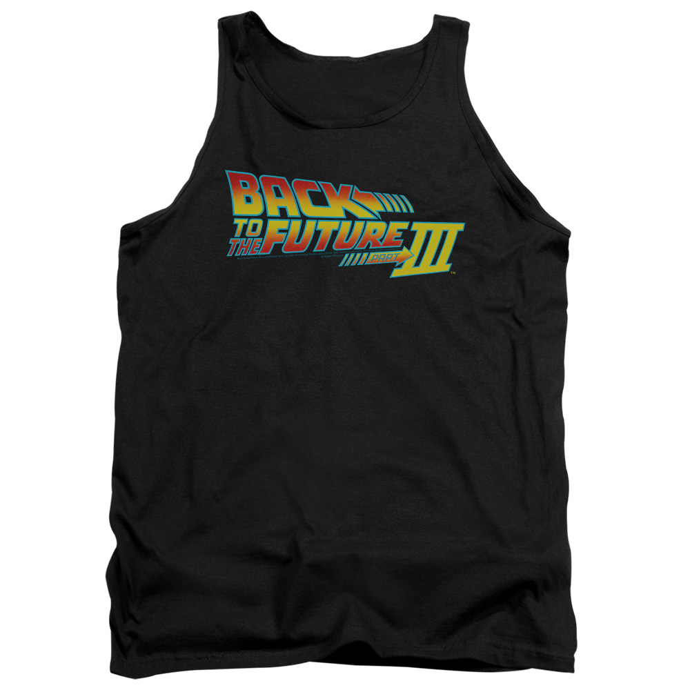UNI342-TK-2 Back to the Future III Logo Adult Tank Top, Black - Medium