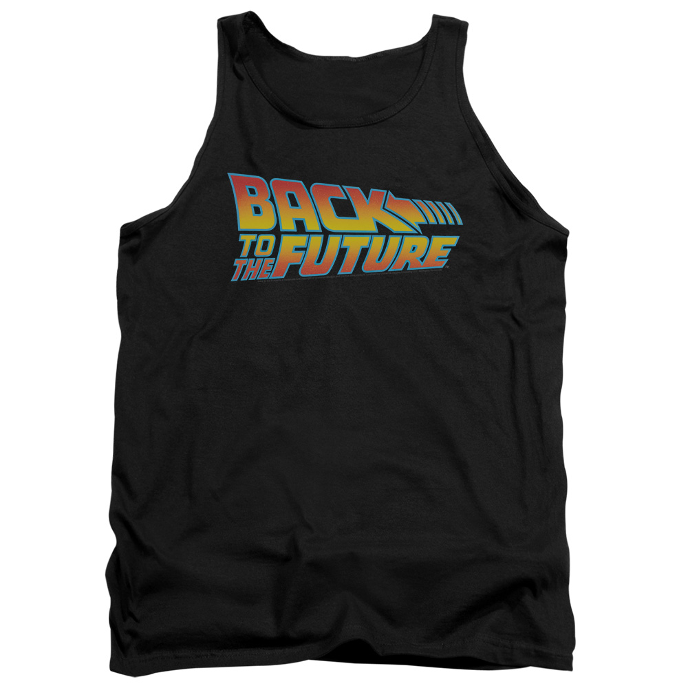 UNI340-TK-2 Back to the Future Logo Adult Tank Top, Black - Medium