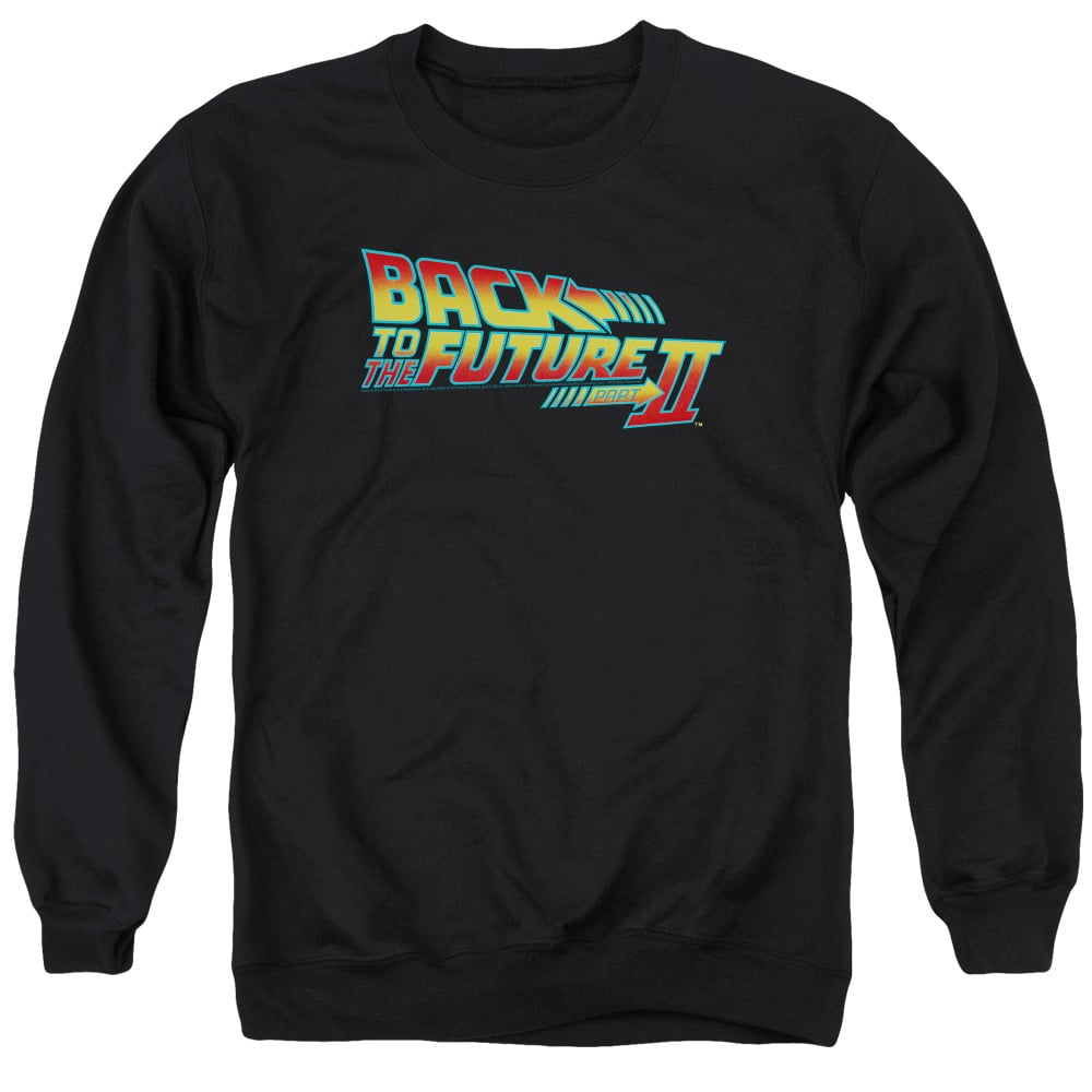 UNI341-AS-5 Back to the Future II Logo Adult Crewneck Sweatshirt, Black - 2X