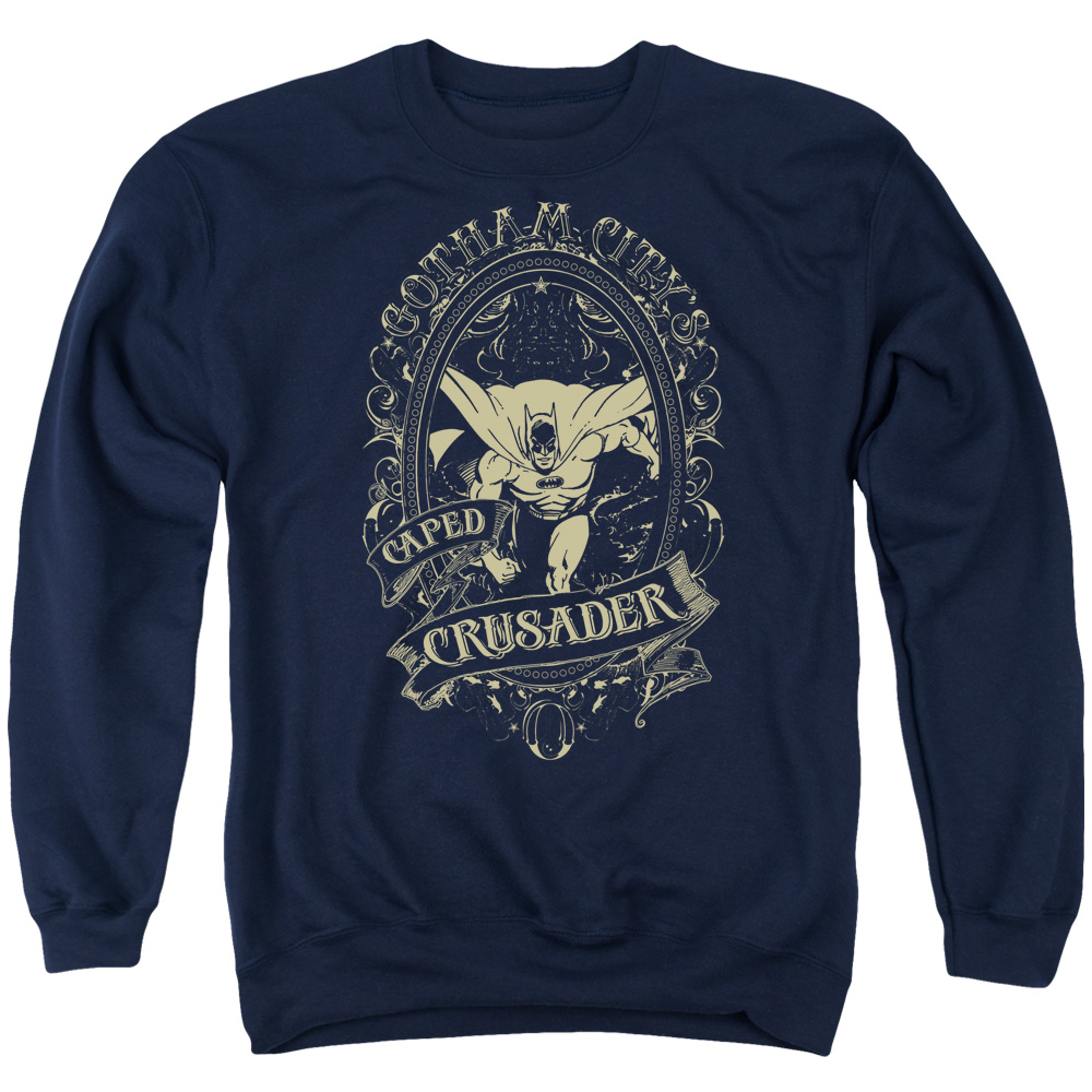 DCO154-AS-2 DC Gotham Crusader Adult Crewneck Sweatshirt, Navy - Medium